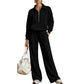 💖 One Set, Endless Ease | Women's Half-Zip Top & Wide-Leg Pants 2-Piece Set⚡Free shipping