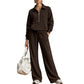 💖 One Set, Endless Ease | Women's Half-Zip Top & Wide-Leg Pants 2-Piece Set⚡Free shipping