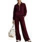 💖 One Set, Endless Ease | Women's Half-Zip Top & Wide-Leg Pants 2-Piece Set⚡Free shipping