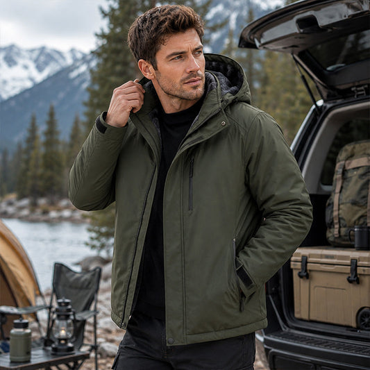 ❄️🛡️ Windproof Protection | Men's Hooded Thermal-Lined Shell Jacket