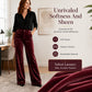 💎 Elevated Texture | Women's Velvet High-Waist Wide-Leg Trousers