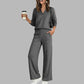 Women's Casual V-Neck Top & Wide-Leg Pants