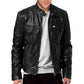 💯 Premium Look, Everyday Ease | Men's PU Leather Stand-Collar Zip-Up Jacket