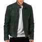 💯 Premium Look, Everyday Ease | Men's PU Leather Stand-Collar Zip-Up Jacket