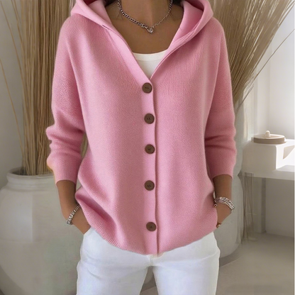 🌸 New Arrival | Women's Hooded Button-Up Relaxed Knit Cardigan