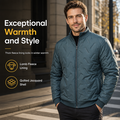 🔥LAST DAY SALE 62% OFF👍✨Men’s Premium Winter Coat – Wind-Blocking Chevron Weave with Plush Lamb Fleece Lining & Tailored Fit ❄️🧥