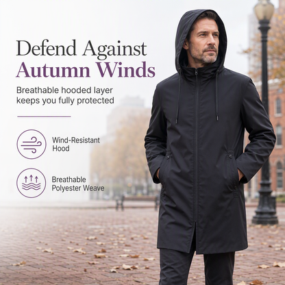 🏷️ Everyday Protection | Men's Hooded Slim-Fit Windbreaker Coat