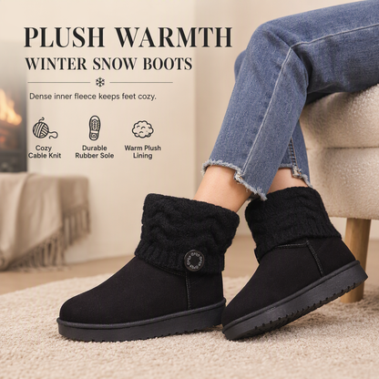 🥾 Warm Steps, Steady Grip | Women's Suede Faux-Fur Mid-Calf Boots