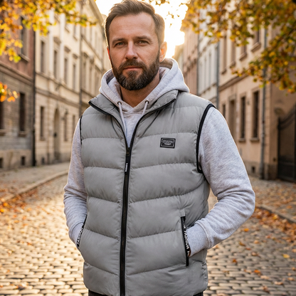 🦺 Warm Core, Free Movement | Men's Padded Stand-Collar Zip-Pocket Vest