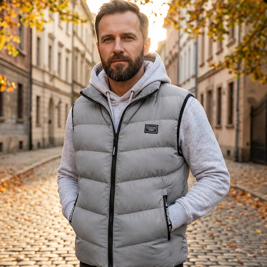 🦺 Warm Core, Free Movement | Men's Padded Stand-Collar Zip-Pocket Vest