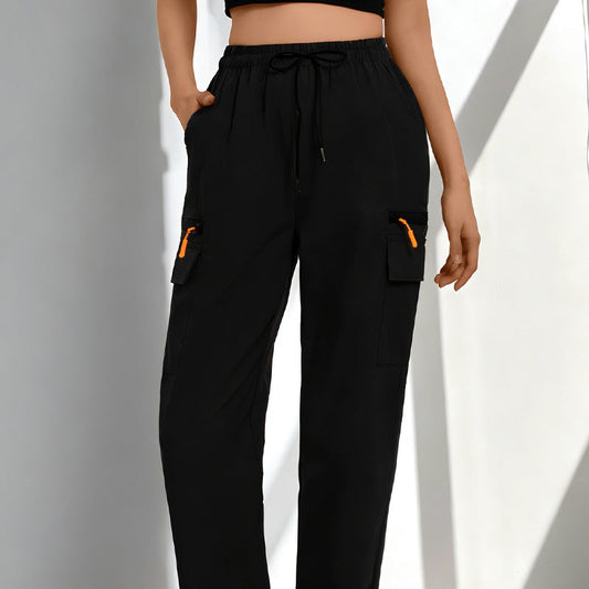 💥 Pockets Where You Need Them | Women's Drawstring Straight-Leg Cargo Pants