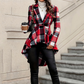 💃 Dramatic Hem, Flattering Shape | Women's Plaid High-Low Peplum Coat