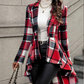 💃 Dramatic Hem, Flattering Shape | Women's Plaid High-Low Peplum Coat