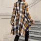 💃 Dramatic Hem, Flattering Shape | Women's Plaid High-Low Peplum Coat