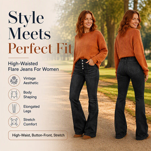 ⏰ Last Day Sale 58% Off | Women's High-Waisted Stretch Flare Jeans