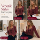 🧩 Layered Look, One Easy Top | Women's Plaid Mock-Layer Knit Top