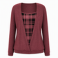 🧩 Layered Look, One Easy Top | Women's Plaid Mock-Layer Knit Top