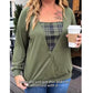 🧩 Layered Look, One Easy Top | Women's Plaid Mock-Layer Knit Top