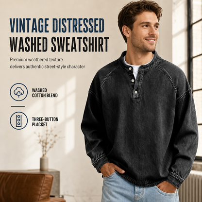 🧥 Retro Charm, Relaxed Easy Comfort | Men's Vintage Casual Loose-Fit Sweatshirt