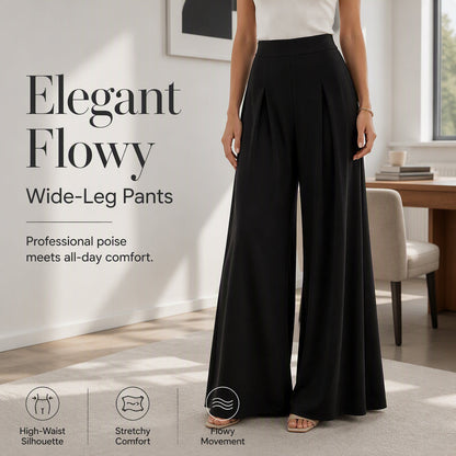 💼 Polished at Work, Effortless After | Women's Pleated High-Waist Wide-Leg Pants