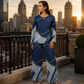 🎨 Denim Look, Lighter Feel | Women's Patchwork Top & Wide-Leg Pants 2-Piece Set