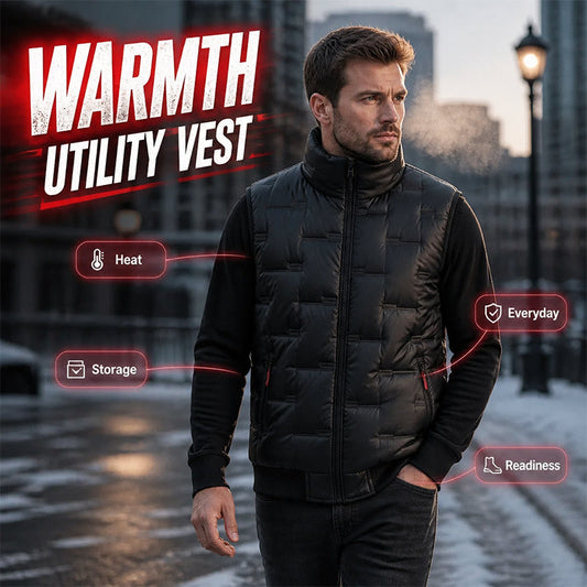 Men’s Insulated Utility Vest – Multi-Pocket Quilted Design for Cold-Weather Layering
