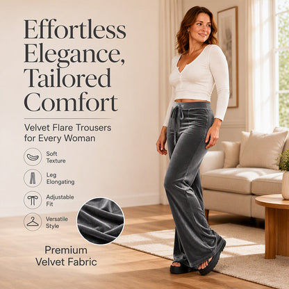 Women's Velvet Drawstring Flare Pants