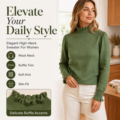 🌸 Ruffle Detail, Effortless Elegance | Women's Knit Long-Sleeve Top