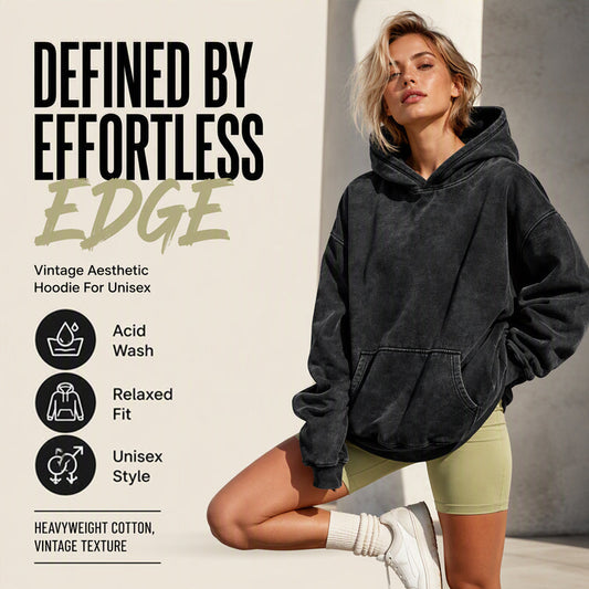 🧥 Faded Vintage Look, Relaxed Roomy Comfort | Unisex Casual Oversized Acid Wash Hoodie