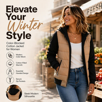 Women's Color-Block Padded Hooded Jacket