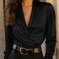 💖Black Friday Mega Deal – 50% off!💖Women's Elegant Silky V-Neck Drape Top