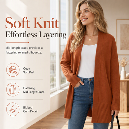 🌸 Ribbed Cuff Knit Cardigan – Feminine Fit & Versatile Styling – Perfect for Every Look – Now 50% OFF!