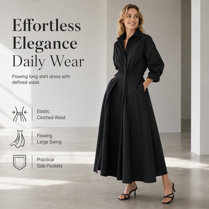 🌸 Turn-Down Collar Shirt Dress – Feminine Fit & Versatile Styling – Perfect for Every Look