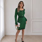 💃 Women's Square Neck Bodycon Dress – Premium Knit, Breathable & Always Elegant