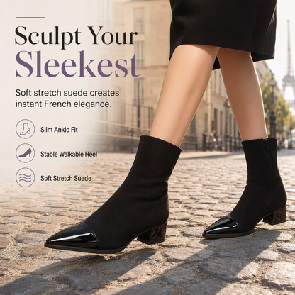 🍂Women's French Style Pointed Toe Ankle Boots Slim Fit Elegant Short Boots for Spring and Autumn