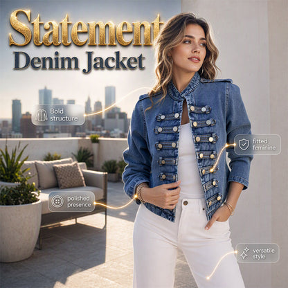 🧥 Vintage Silhouette, Symmetrical Button Detail | Women's Denim Jacket