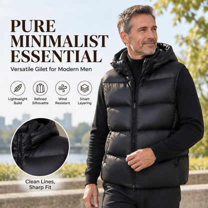❄️ Sleeveless Free Arm Movement, Easy Layering | Men's Lightweight Thermal Hooded Vest