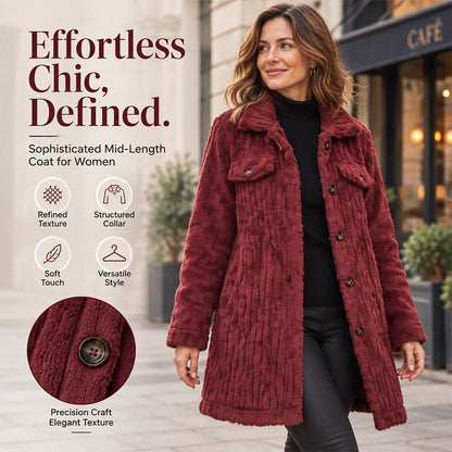 ❄️ Soft Cozy Fabric, Knee-Grazing Length | Women's Winter Thermal Mid-Length Coat