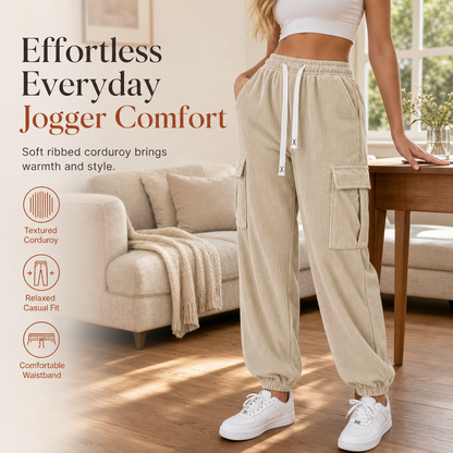🍂 Retro Ribbed Texture, Relaxed Easy Movement | Women's Casual Corduroy Jogger Pants