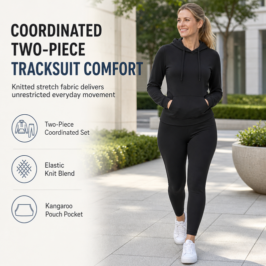 🍂 Ready-to-Wear Matching Look, Cozy Fall Comfort | Women's Two Piece Outfit Crew Neck Long Sleeve Top and Matching Pants Set for Fall