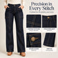 👖 Leg-Lengthening Silhouette, Bold Stitch Detail | Women's High Waisted Contrast Stitching Wide-Leg Jeans