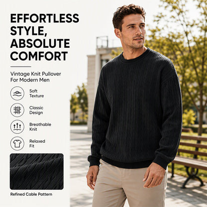 🧶 Timeless Texture, Cozy Everyday Comfort | Men's Cable Knit Crewneck Sweatshirt