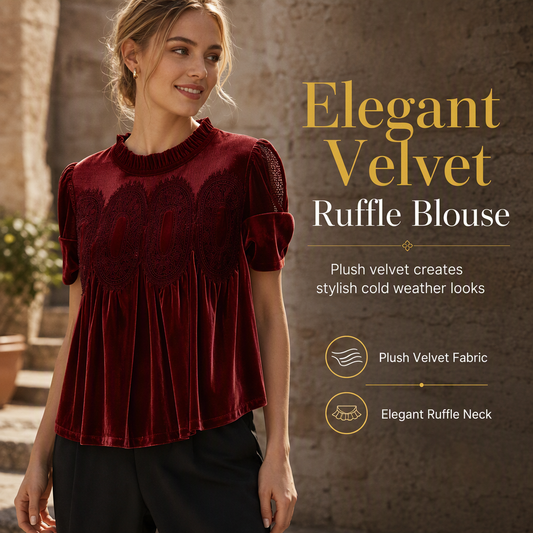 👚 Feminine Collar Detail, Easy Everyday Style | Women's Solid Short Sleeve Top with Ruffle Collar