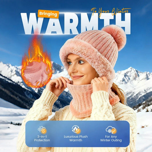 🧣 All-in-One Warmth, Full Head-to-Neck Coverage | Women's Winter One-Piece Knitted Beanie Scarf Mask