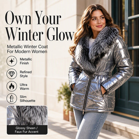 🧥 Polished Fur-Trim Look, Warm Everyday Comfort | Women's Padded Jacket with Faux Fur Collar