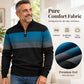 🧶 Eye-Catching Pattern, Streamlined Layered Comfort | Men's Casual Slim Fit Half-Zip Striped Sweater