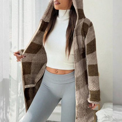 🍂 Timeless Check, Easy Everyday Layer | Women's Plaid Zip-Up Hooded Jacket