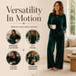 💠 Plush Softness, Easy Coordinated Comfort | Women's Velvet Long Sleeve Top & Wide-Leg Pants Set