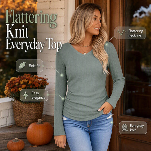 ✨ Flattering Neckline, Soft Touch Comfort | Women's Elegant V-Neck Knit Top