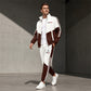 🏃 Sporty Contrast Style, Move-Ready Comfort | Men's Colorblock Zip-Up Jacket & Drawstring Pants Set